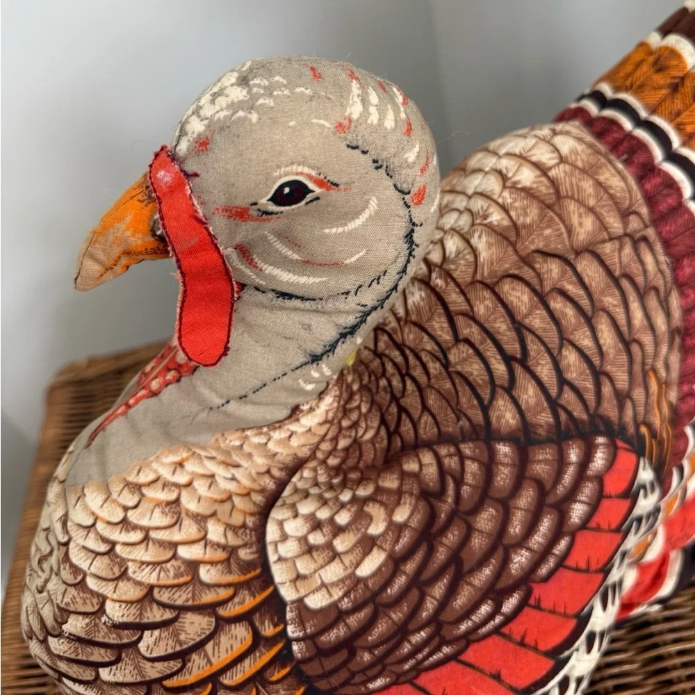 Vintage 70s 80s Turkey Pillow Fall Thanksgiving Decor EUC